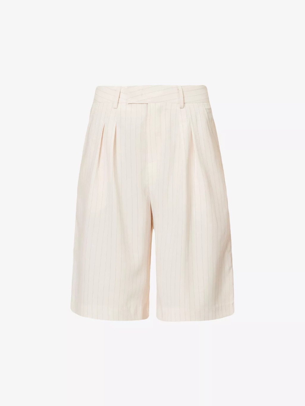 The Frankie Shop Cream Pinstripe Tailored Bermuda Shorts